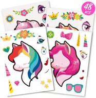 🦄 mocoosy 48 sheets make a unicorn stickers for kids - fun unicorn party favors & craft activity with rainbow unicorn birthday party supplies logo