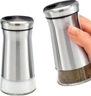 🧂 home ec premium salt and pepper shakers: adjustable pour holes, elegant stainless steel dispenser for himalayan, kosher, and sea salts - spices included with collapsible funnel and ebook! logo