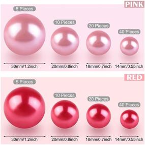 img 3 attached to ADXCO 150-Piece Pearl Vase Filler Set - Elegant Glossy Polished Beads for Home Wedding Decor - No Holes Beads for Brushes & Holders - Round Faux Pearl Beads, 14/18/20/30 mm (Red, Pink)