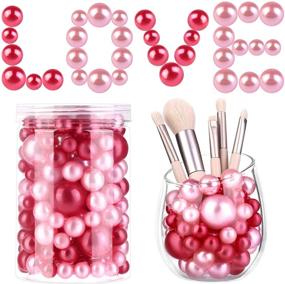 img 4 attached to ADXCO 150-Piece Pearl Vase Filler Set - Elegant Glossy Polished Beads for Home Wedding Decor - No Holes Beads for Brushes & Holders - Round Faux Pearl Beads, 14/18/20/30 mm (Red, Pink)