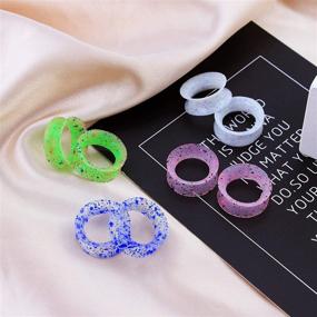 img 2 attached to JEWSEEN Silicone Ear Gauges: Flexible Flesh Tunnels with Plugs - 16Pcs 6g-1'' Mixed Color Set