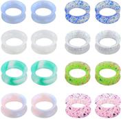 jewseen silicone ear gauges: flexible flesh tunnels with plugs - 16pcs 6g-1'' mixed color set logo