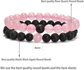 img 3 attached to 💞 AD Beads 2Pcs His & Hers Distance Beads Bracelets w/ Elastic Natural Stone - Yoga Bracelet Set