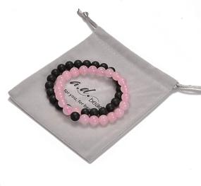 img 1 attached to 💞 AD Beads 2Pcs His & Hers Distance Beads Bracelets w/ Elastic Natural Stone - Yoga Bracelet Set
