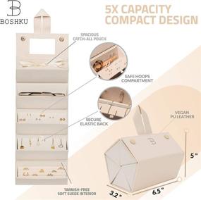 img 3 attached to Luxurious Travel Jewelry Organizer Box - Compact & Enhanced with Necklace, Earring and Ring Holders - Hidden Compartments for Extra Capacity! (Beige)