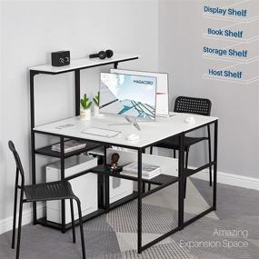 img 1 attached to MASACORO Computer Student School Writing Desk 40 inch with Storage Shelves, Home Office Desk Gaming Table, 4-Tier Organizer Bookshelf, White & Black