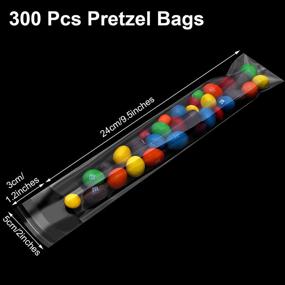 img 3 attached to 300 Pcs Thickened Self-Sealing Pretzel Bags - Clear, Food Safe Cellophane Bags for Pretzels, Chocolate, Candies, Cookies - 2x10 Inches