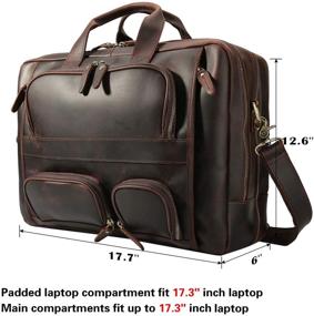 img 2 attached to 👜 Texbo Men's Large 17.3 Inch Laptop Briefcase Messenger Bag Tote – Solid Top Cowhide Leather with YKK Metal Zippers, Perfect for Business Trips