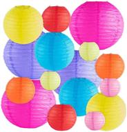 🏮 set of 16 assorted colorful decorative chinese/japanese floating sky paper lanterns with metal frame - ideal for events, party decoration in multiple sizes логотип