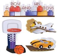 🎨 karen foster design scrapbooking stacked sticker: a boy and his toys 4"x 5" - vibrant and versatile embellishments for scrapbooks! logo