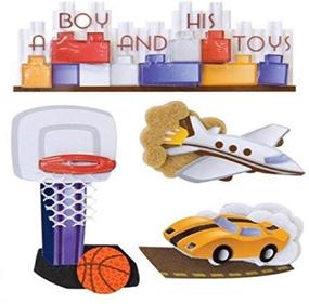 img 1 attached to 🎨 Karen Foster Design Scrapbooking Stacked Sticker: A Boy and His Toys 4"x 5" - Vibrant and Versatile Embellishments for Scrapbooks!