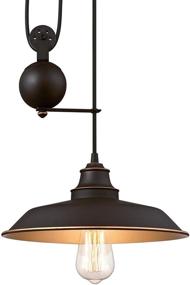 img 3 attached to 🔦 Westinghouse Lighting 6363200 Iron Hill Pulley Pendant Light with Metal Shade, Oil Rubbed Bronze/Bronze Finish