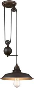 img 4 attached to 🔦 Westinghouse Lighting 6363200 Iron Hill Pulley Pendant Light with Metal Shade, Oil Rubbed Bronze/Bronze Finish