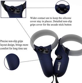 img 1 attached to 🔵 Amaz247 Navy Blue Silicone Anti-Leakage Face Cushion Mask, Protective Lens Cover, Controller Grip Cover with Velcro Straps for Oculus Quest VR Headset - NOT Compatible with Oculus Quest 2