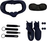 🔵 amaz247 navy blue silicone anti-leakage face cushion mask, protective lens cover, controller grip cover with velcro straps for oculus quest vr headset - not compatible with oculus quest 2 logo