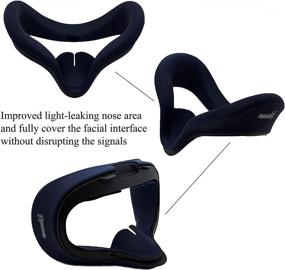 img 2 attached to 🔵 Amaz247 Navy Blue Silicone Anti-Leakage Face Cushion Mask, Protective Lens Cover, Controller Grip Cover with Velcro Straps for Oculus Quest VR Headset - NOT Compatible with Oculus Quest 2