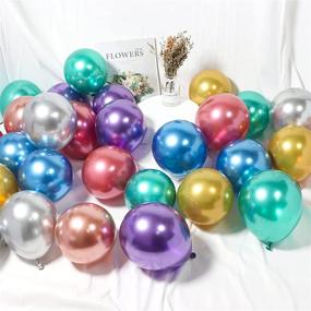 img 3 attached to 🎈 105 Piece Assorted Colors 5 Inch Latex Chrome Party Balloons by JOGAMS - Perfect for Birthdays, Weddings, Baby Showers, Picnics, Festivals, and Anniversaries