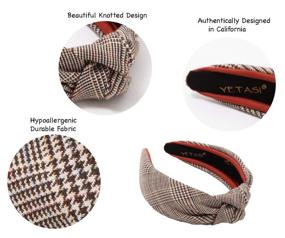 img 1 attached to 🎀 Classy Plaid Well Made Brown Designer Headband for Women - Knot Style Fashion Headband, Comfy and Top Quality