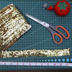 img 3 attached to Elastic Sequin Ribbon Trim in Gold - Bright Creations