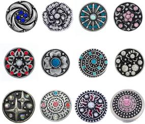 img 2 attached to 🌸 Souarts Mixed Rhinestone Snap Buttons: 12pcs Interchangeable Jewelry Charms for DIY Crafts (Flower Design) - Perfect Stocking Gift!