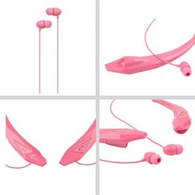 img 1 attached to 🎧 Будьте активными в стиле с наушниками Megadream Wireless Stereo Sport BT Neckband - сворачивающимися ушными вкладышами для бега, тренировок, йоги - совместимым с iPhone и Samsung (розовый цвет).