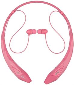 img 3 attached to 🎧 Будьте активными в стиле с наушниками Megadream Wireless Stereo Sport BT Neckband - сворачивающимися ушными вкладышами для бега, тренировок, йоги - совместимым с iPhone и Samsung (розовый цвет).