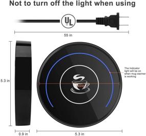 img 3 attached to Умный термостат для подогрева чашки кофе с функцией автоматического включения/выключения по гравитации - держите свои напитки горячими дома или на офисном столе со светодиодным индикатором кольца (КОМПЛЕКТ-голубой свет)