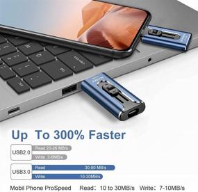img 3 attached to 📱 SCIENCE USB 3.0 флеш-накопитель памяти фото-палка 512ГБ: универсальное решение для хранения информации на iPhone, Android и резервного копирования на компьютере - темно-синий