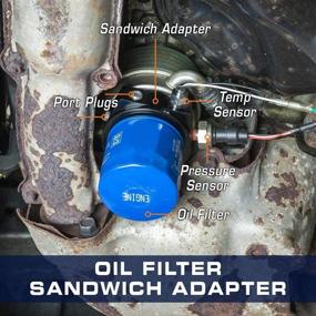 img 1 attached to 🔌 GlowShift Oil Filter Sandwich Plate Thread Adapter - 22mm x 1.5 Thread - Install up to Four 1/8-27 NPT Oil Pressure and Temperature Sensors - Includes O-Ring and Port Plugs