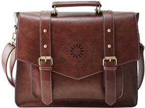 img 4 attached to 👜 ECOSUSI Women's PU Leather Laptop Bag: Stylish Satchel for 14" Laptop