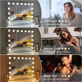 img 3 attached to 💄 FENCHILIN Lighted Vanity Mirror with 15 Dimmable LED Bulbs - Hollywood Style Makeup Mirror for Dressing Room & Bedroom, Tabletop/Wall-Mounted, Sleek White Metal Frame Design