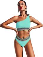 👙 wdirara women's one-shoulder bikini swimwear set - trendy 2 piece swimsuit for bathing suits logo