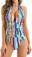 👙 lanmessv women's plus-size high waist tummy control one piece swimsuit with plunging neckline, ruched design, retro backless style, and swimwear logo