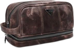 img 4 attached to 🧳 LVLY Brown Leather Dopp Kit - Premium Toiletry Travel Bag for Men - Ultimate Bathroom Organizer for Men's Toiletries