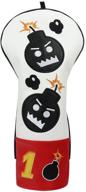 🏌️ craftsman golf red & white big bomb golf club headcover set: premium pu leather covers for driver, fairway wood, and hybrid rescue clubs logo