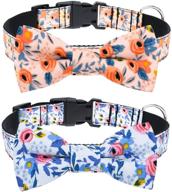 🐶 malier 2 pack dog collar with bow tie: stylish flower pattern & adjustable buckle for small medium large dogs logo