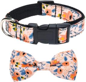 img 1 attached to 🐶 Malier 2 Pack Dog Collar with Bow tie: Stylish Flower Pattern & Adjustable Buckle for Small Medium Large Dogs