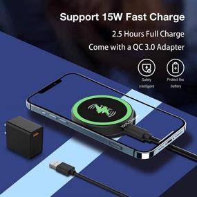 img 1 attached to 🔌 KKM 15W Fast Charging Pad for iPhone 13/13 Pro/13 Pro Max/13 mini/12/12 Pro/12 Pro Max /12 Mini AirPods Pro - Magnetic Wireless Charger Compatible with MagSafe Charger (Includes QC 3.0 Adapter)