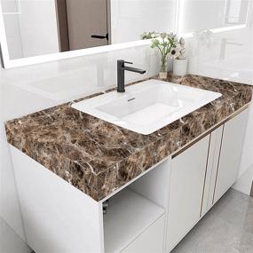 img 1 attached to 🏞 Transform Your Space with Coral Brown Marble Contact Paper - Waterproof Peel and Stick Countertop, Cabinet, Bathroom, Wall, and Shelf Covering - 17.7" × 118" Inches