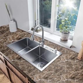 img 2 attached to 🏞 Transform Your Space with Coral Brown Marble Contact Paper - Waterproof Peel and Stick Countertop, Cabinet, Bathroom, Wall, and Shelf Covering - 17.7" × 118" Inches