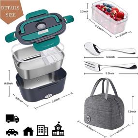 img 3 attached to 🍱 [Faster] Electric Lunch Box: Upgraded 60W High-power Food Warmer, 3 in 1 Portable Microwave for Car/Truck/Home – Leakproof, Removable 304 Stainless Steel Container with Fork, Spoon & Insulated Bag