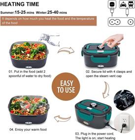 img 2 attached to 🍱 [Faster] Electric Lunch Box: Upgraded 60W High-power Food Warmer, 3 in 1 Portable Microwave for Car/Truck/Home – Leakproof, Removable 304 Stainless Steel Container with Fork, Spoon & Insulated Bag