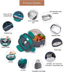 img 1 attached to 🍱 [Faster] Electric Lunch Box: Upgraded 60W High-power Food Warmer, 3 in 1 Portable Microwave for Car/Truck/Home – Leakproof, Removable 304 Stainless Steel Container with Fork, Spoon & Insulated Bag