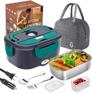 🍱 [faster] electric lunch box: upgraded 60w high-power food warmer, 3 in 1 portable microwave for car/truck/home – leakproof, removable 304 stainless steel container with fork, spoon & insulated bag логотип