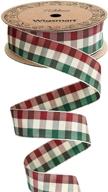 🎄 wigsmart plaid ribbon - vintage christmas ribbon for crafts & gift wrapping (burgundy & forest-green checkered) - 1 inch x 20 yards logo