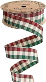 img 4 attached to 🎄 Wigsmart Plaid Ribbon - Vintage Christmas Ribbon for Crafts & Gift Wrapping (Burgundy & Forest-Green Checkered) - 1 Inch X 20 Yards