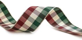 img 2 attached to 🎄 Wigsmart Plaid Ribbon - Vintage Christmas Ribbon for Crafts & Gift Wrapping (Burgundy & Forest-Green Checkered) - 1 Inch X 20 Yards