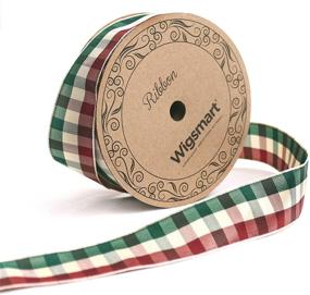 img 1 attached to 🎄 Wigsmart Plaid Ribbon - Vintage Christmas Ribbon for Crafts & Gift Wrapping (Burgundy & Forest-Green Checkered) - 1 Inch X 20 Yards