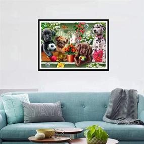 img 3 attached to 🎨 DIY 5D Diamond Painting Kit: KoKoWill Full Drill Round Crystal Rhinestone Embroidery Cross Stitch Puppy Dogs Wall Décor Arts Craft Canvas, 15.75 x 11.81 inch