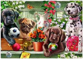 img 4 attached to 🎨 DIY 5D Diamond Painting Kit: KoKoWill Full Drill Round Crystal Rhinestone Embroidery Cross Stitch Puppy Dogs Wall Décor Arts Craft Canvas, 15.75 x 11.81 inch